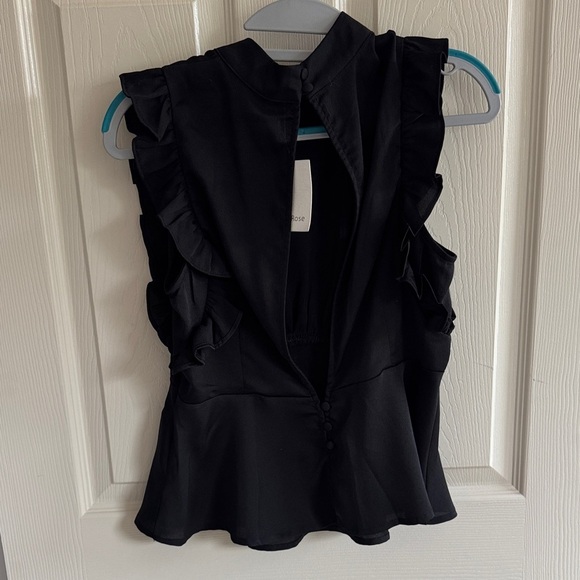 Chic Black Ruffle Sleeve Blouse - Picture 4 of 6